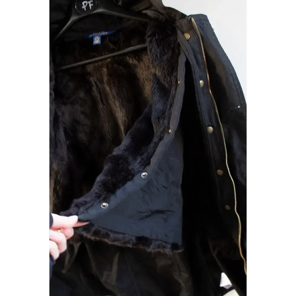 Polo Ralph Lauren Peace Goods Military Cotton Black Parka Jacket KID Large 12/14